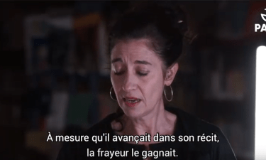 La comédienne Frédérique Bruyas, accompagnée du musicien Lucien Alfonso, lit "L’Invité de Dracula".